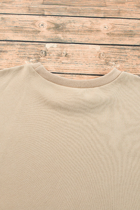 Solid Fleece Lined Drop Shoulder High Low Sweatshirt