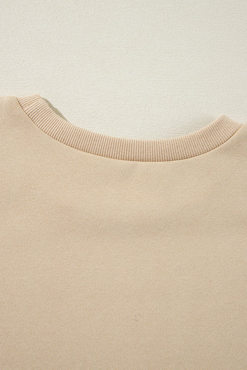 Solid Fleece Lined Drop Shoulder High Low Sweatshirt