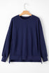 Solid Fleece Lined Drop Shoulder High Low Sweatshirt