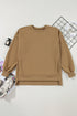 Solid Fleece Lined Drop Shoulder High Low Sweatshirt