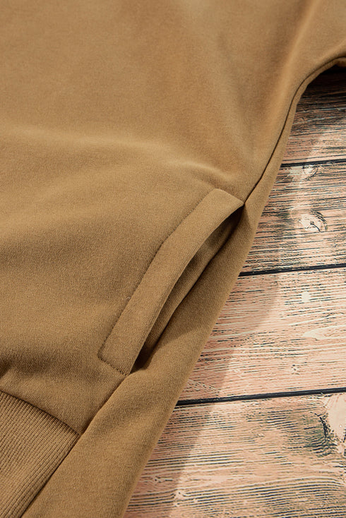 Solid Fleece Lined Drop Shoulder High Low Sweatshirt