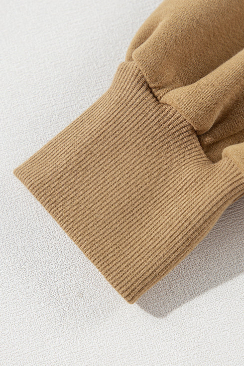 Solid Fleece Lined Drop Shoulder High Low Sweatshirt