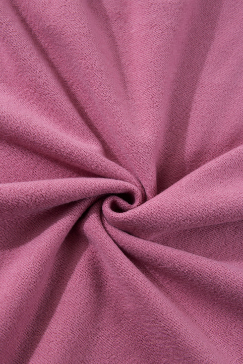 Solid Fleece Lined Drop Shoulder High Low Sweatshirt