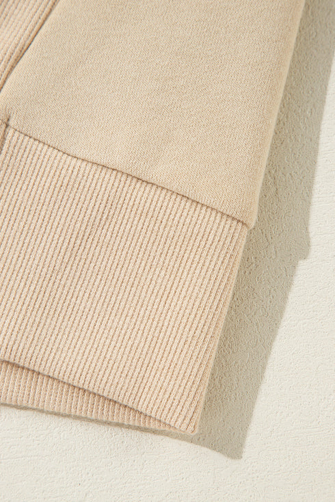 Solid Fleece Lined Drop Shoulder High Low Sweatshirt