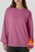 Solid Fleece Lined Drop Shoulder High Low Sweatshirt