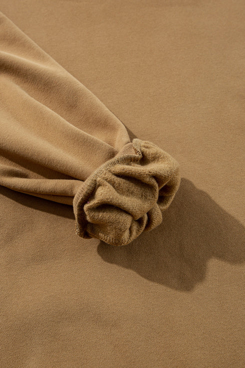 Solid Fleece Lined Drop Shoulder High Low Sweatshirt