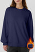 Solid Fleece Lined Drop Shoulder High Low Sweatshirt