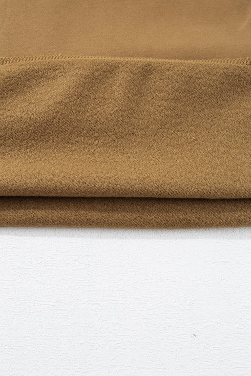 Solid Fleece Lined Drop Shoulder High Low Sweatshirt