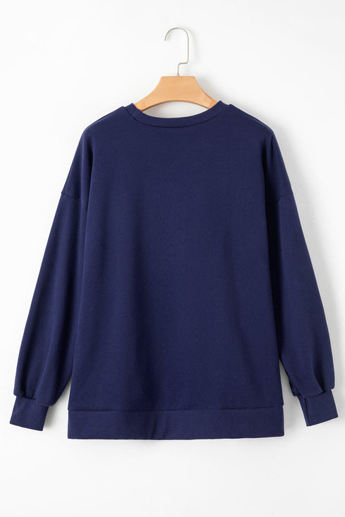 Solid Fleece Lined Drop Shoulder High Low Sweatshirt
