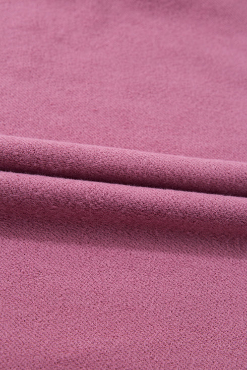 Solid Fleece Lined Drop Shoulder High Low Sweatshirt