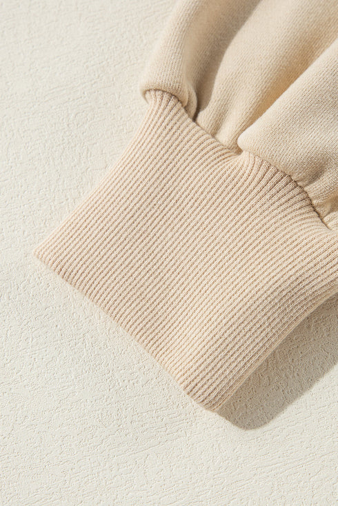 Solid Fleece Lined Drop Shoulder High Low Sweatshirt