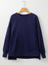 Solid Fleece Lined Drop Shoulder High Low Sweatshirt