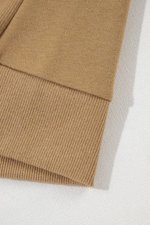 Solid Fleece Lined Drop Shoulder High Low Sweatshirt