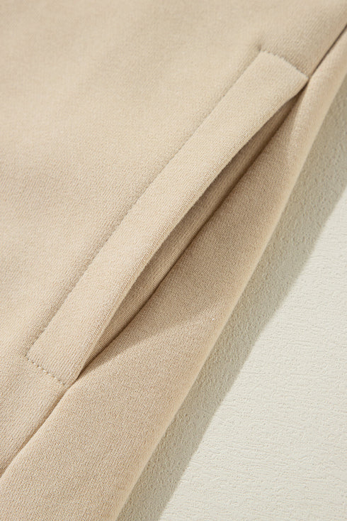 Solid Fleece Lined Drop Shoulder High Low Sweatshirt