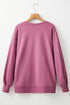 Solid Fleece Lined Drop Shoulder High Low Sweatshirt