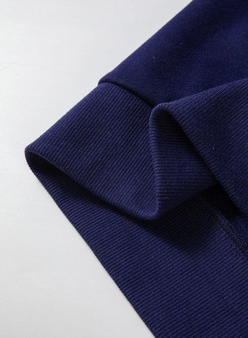 Solid Fleece Lined Drop Shoulder High Low Sweatshirt