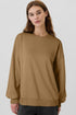 Solid Fleece Lined Drop Shoulder High Low Sweatshirt