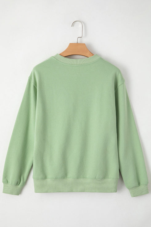 Solid Fleece Lined Drop Shoulder Terry Sweatshirt