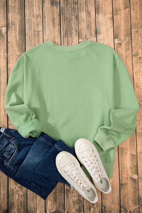 Solid Fleece Lined Drop Shoulder Terry Sweatshirt