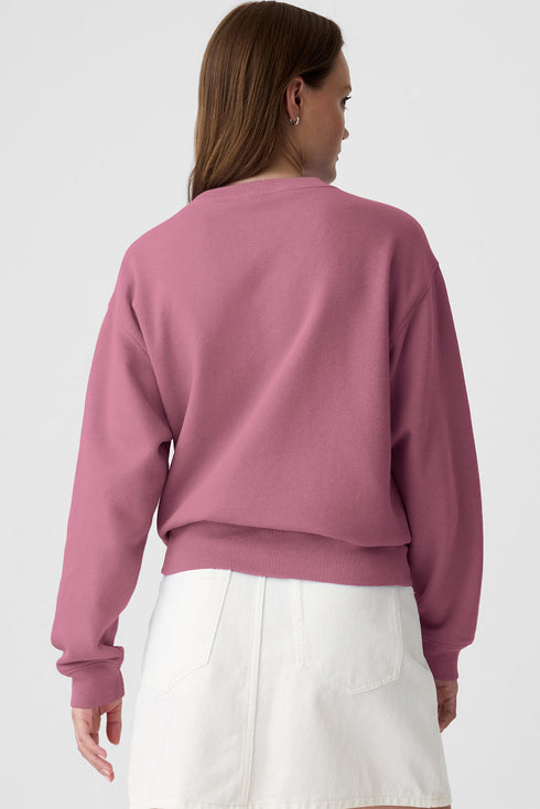 Solid Fleece Lined Drop Shoulder Terry Sweatshirt