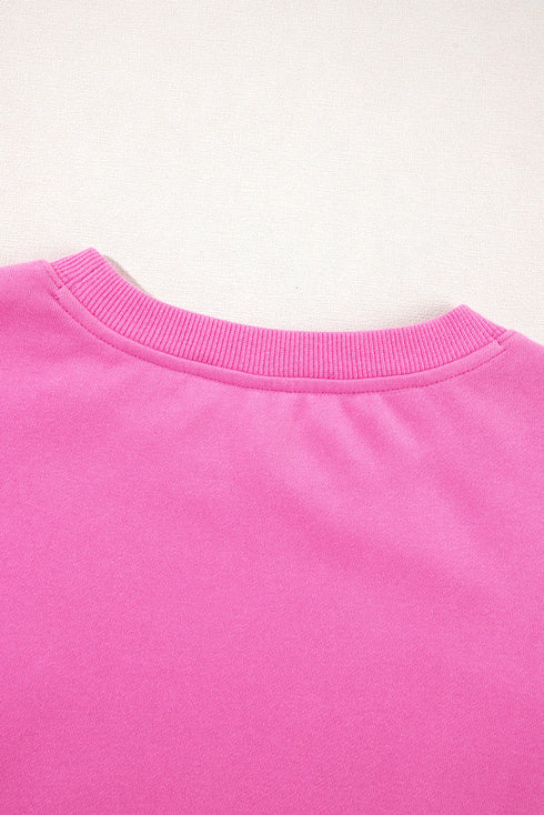 Solid Fleece Lined Drop Shoulder Terry Sweatshirt