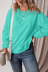 Solid Fleece Lined Drop Shoulder Terry Sweatshirt