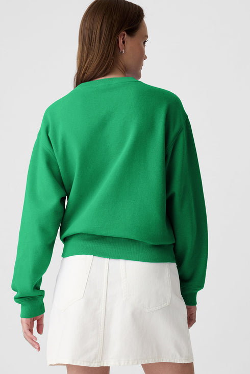 Solid Fleece Lined Drop Shoulder Terry Sweatshirt