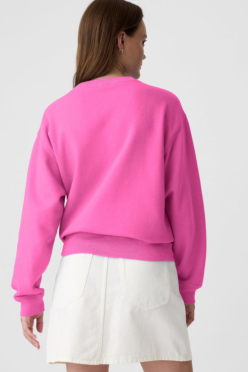 Solid Fleece Lined Drop Shoulder Terry Sweatshirt