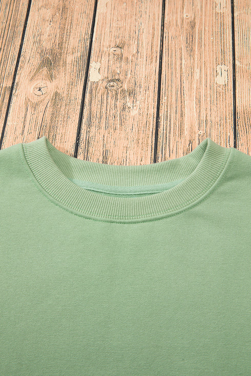 Solid Fleece Lined Drop Shoulder Terry Sweatshirt