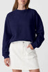 Solid Fleece Lined Drop Shoulder Terry Sweatshirt