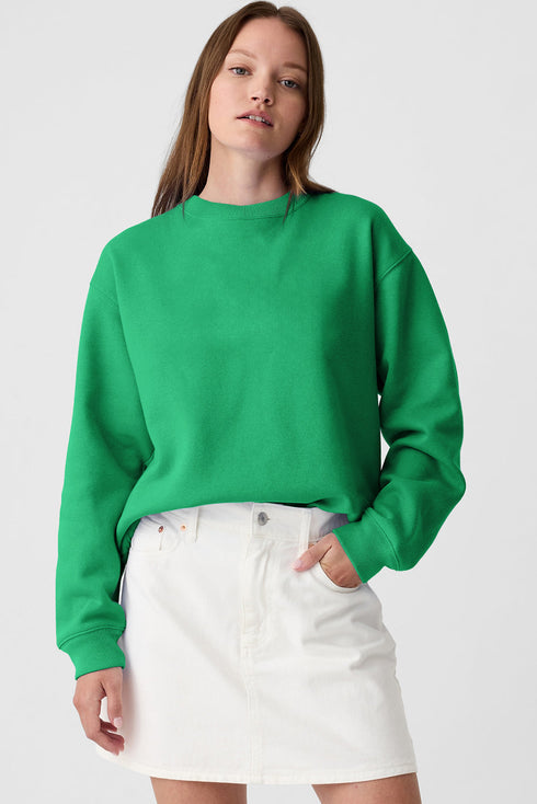 Solid Fleece Lined Drop Shoulder Terry Sweatshirt