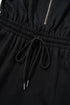 Solid Flutter Sleeve Front Zipper Drawstring Waist Jumpsuit