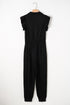 Solid Flutter Sleeve Front Zipper Drawstring Waist Jumpsuit
