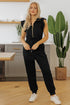 Solid Flutter Sleeve Front Zipper Drawstring Waist Jumpsuit
