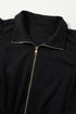 Solid Flutter Sleeve Front Zipper Drawstring Waist Jumpsuit