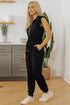 Solid Flutter Sleeve Front Zipper Drawstring Waist Jumpsuit