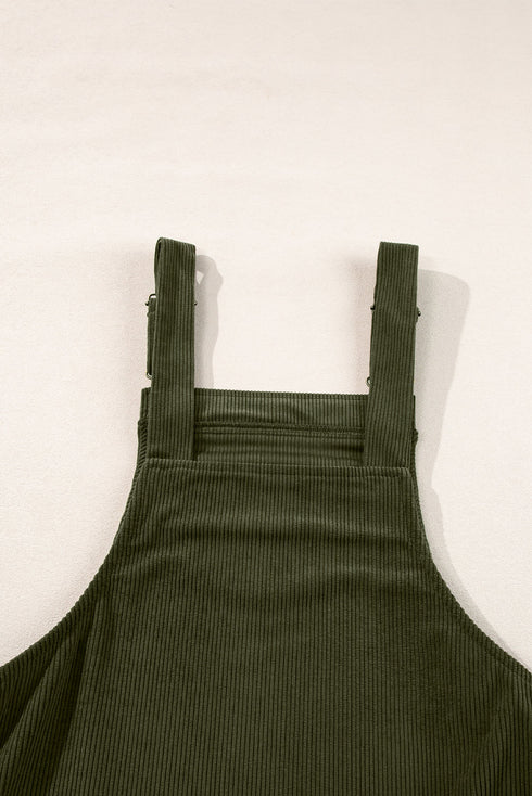 Solid Front Pockets Sleeveless Corduroy Overall Dress