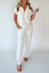 Solid Half Zip Polo Wide Leg Pant Set