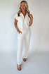 Solid Half Zip Polo Wide Leg Pant Set