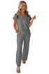 Solid Half Zip Polo Wide Leg Pant Set
