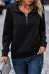 Solid Half Zipper Quilted Pullover Sweatshirt