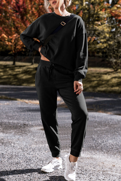 Solid High Low Pullover Skinny Pant Set