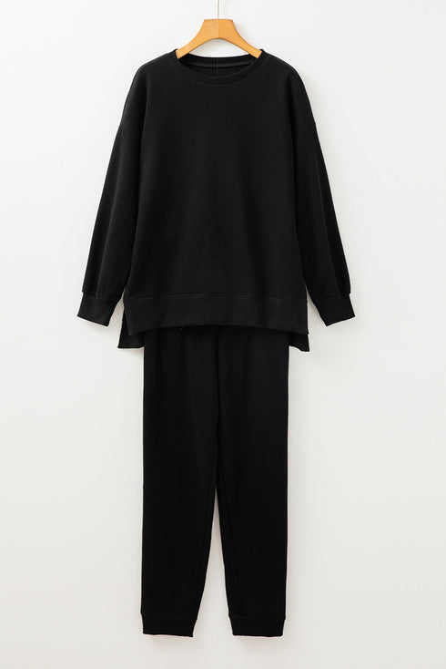 Solid High Low Pullover Skinny Pant Set