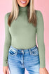 Solid High Neck Slim Stretch Long Sleeve Top