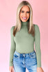 Solid High Neck Slim Stretch Long Sleeve Top
