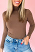 Solid High Neck Slim Stretch Long Sleeve Top