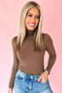 Solid High Neck Slim Stretch Long Sleeve Top