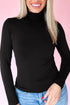 Solid High Neck Slim Stretch Long Sleeve Top