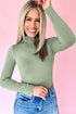 Solid High Neck Slim Stretch Long Sleeve Top