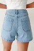 Solid High Rise Patch Pocket Denim Shorts